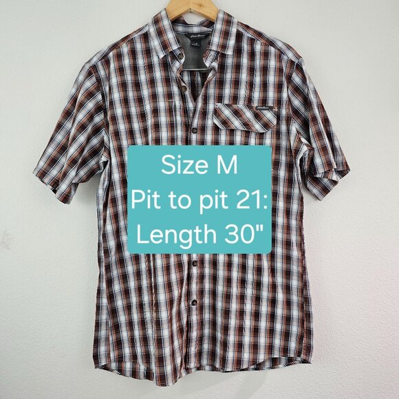 Eddie Bauer Mens Outdoors Plaid Shirt Size Medium Vented Fishing Camping Casual - Picture 5 of 10